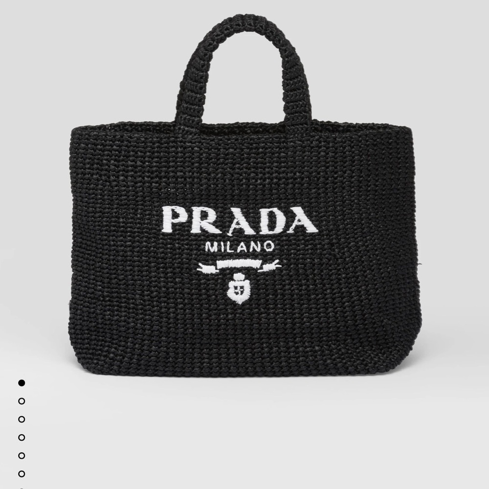Prada Black Raffia Woven Tote Bag - like new